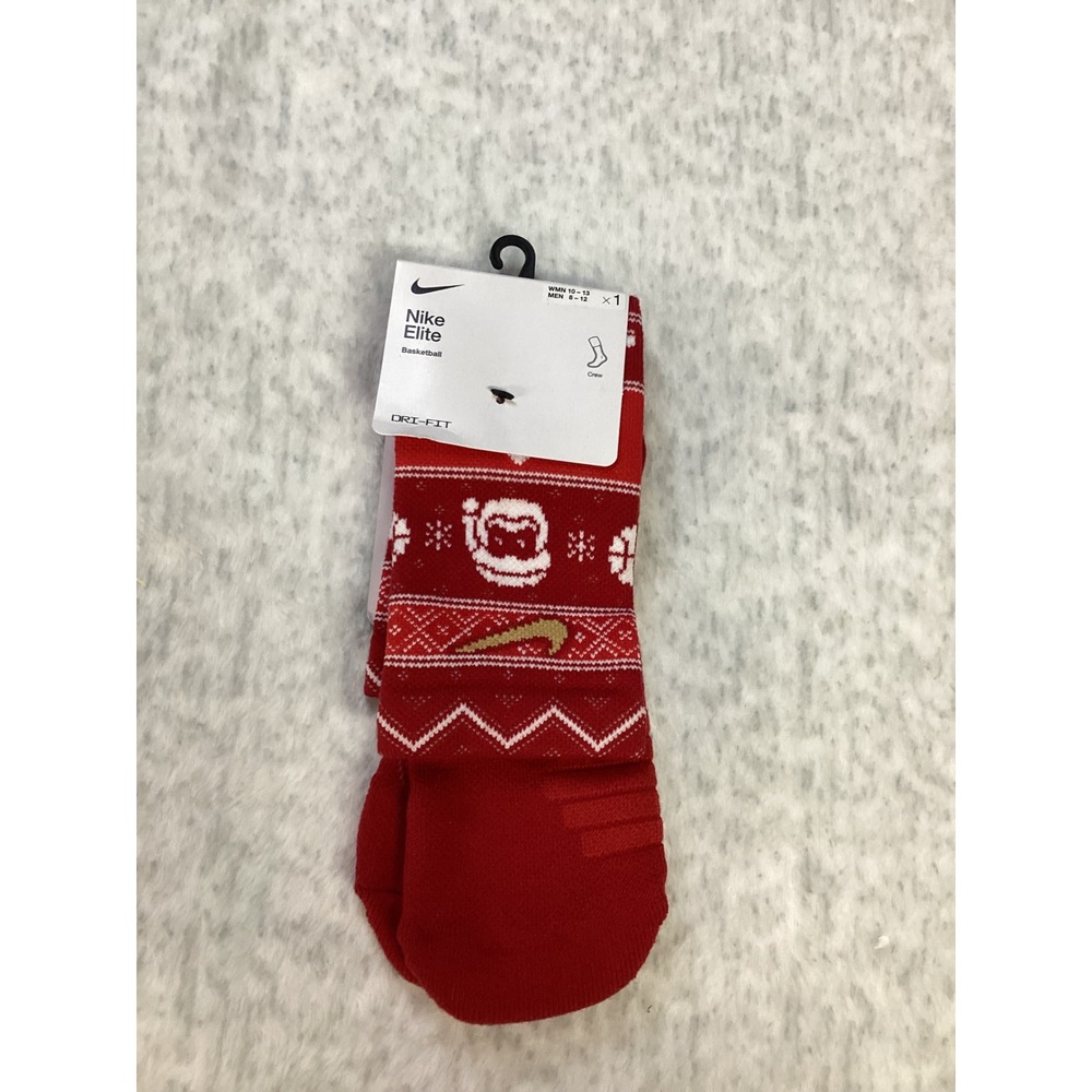 Nike Elite Basketball Crew Sock Holiday Fair Isle DriFIT SX7866-687 w10-13 m8-12